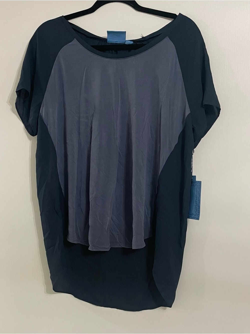 Simply Vera Vera Wang Navy and Slate Short-Sleeve Tunic Top